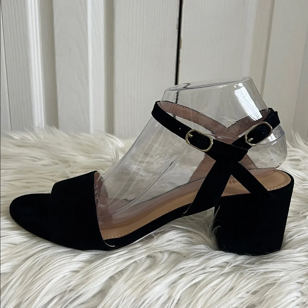 Black Suede Strappy Block Heel J. Crew Sandals Size 9